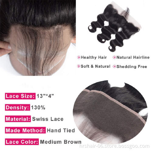 Body wave brazilian hair bundles with closure 10A grade remy human hair lace front 13*4 hair closure